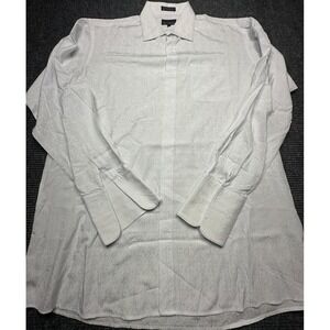 Stacy Adams Shirt Mens 18‎ 38/39 White Paisley Dress Button Up Cuff Tuxedo XL